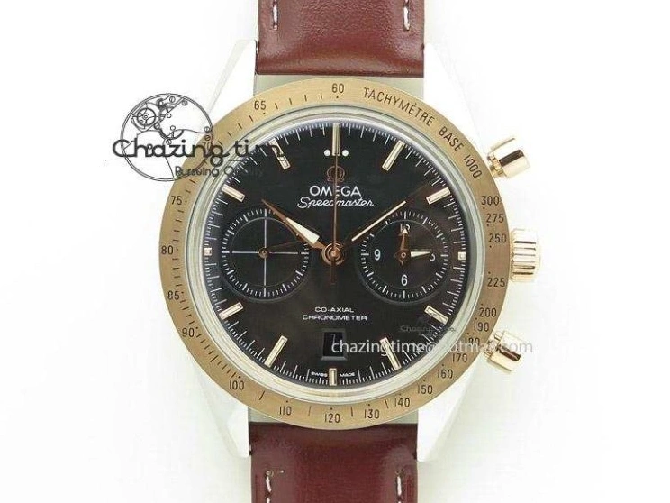 0128 QuickDry De Ville Chronograph RG OMF 1:1 Best Edition Blue Dial On Blue Leather Strap A 8107